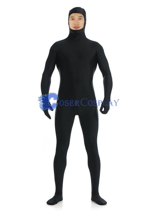 Open Face Lycra Spandex Zentai Black